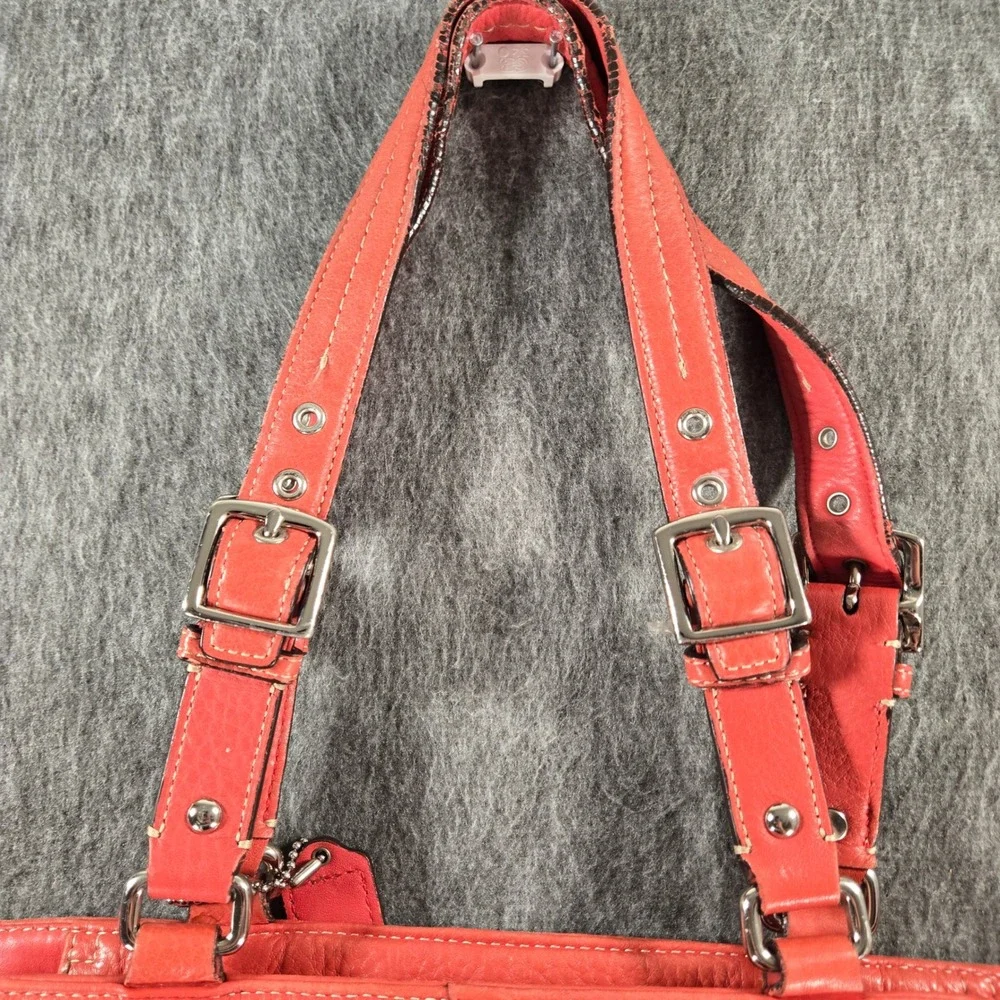 Coach Hamilton Pebbled Leather Tote Bag‎ Womens Coral/Orange F13089 Slouch